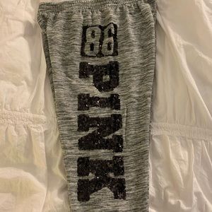 VS PINK Lightweight Sequin Grey Jogger